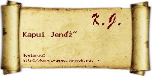 Kapui Jenő névjegykártya