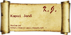 Kapui Jenő névjegykártya